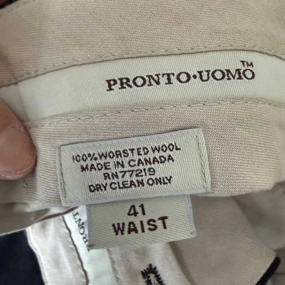 Pronto Uomo Mens 41 Black 100% Worsted Wool Pleated Cuffed Dress Pants Canada